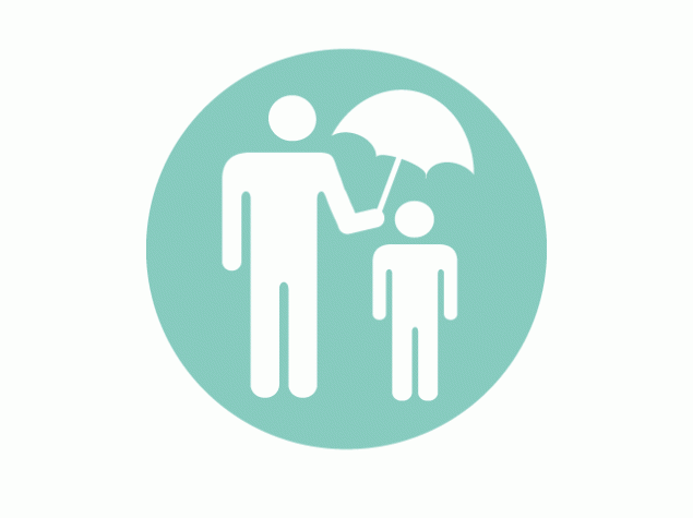 man and child with umbrella