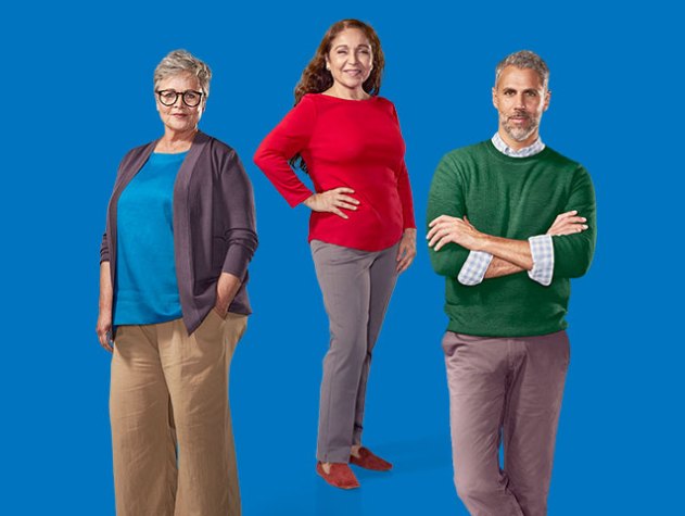 3 people on blue background